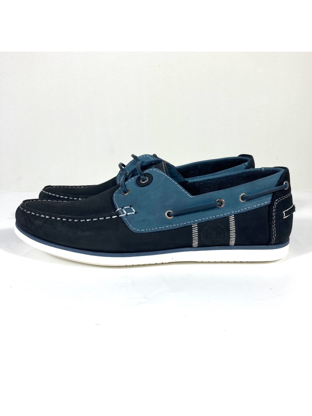 Barbour Mens Leather & Suede Wake Boat Shoes Washed Blue Size 12 NEW